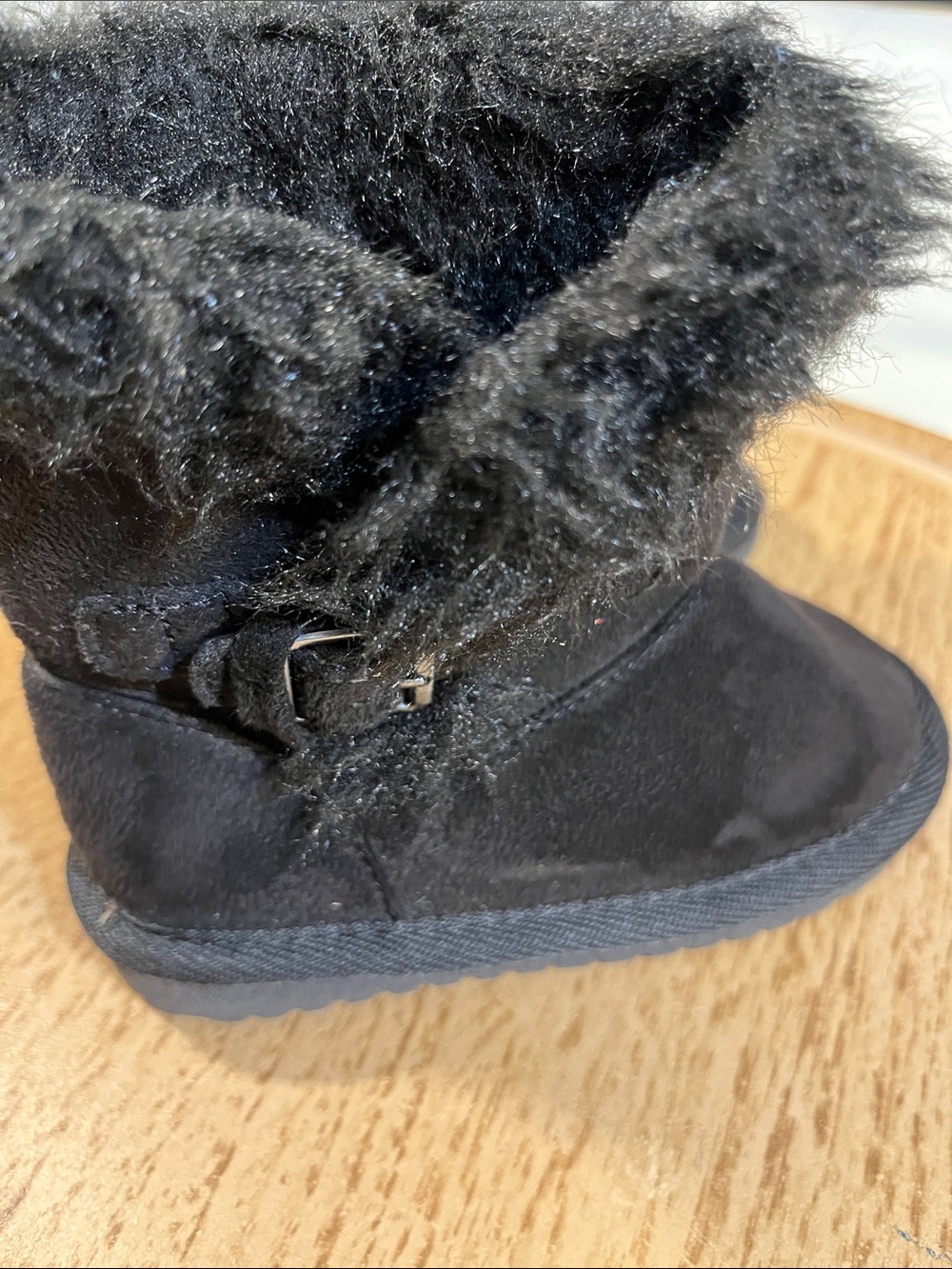 Place Kids Black Faux-Fur Buckle Winter Boots - Picture 3 of 6